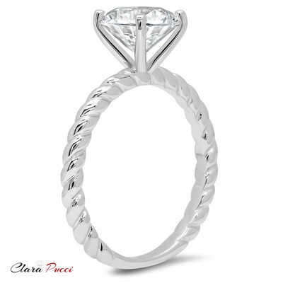 Pre-owned Pucci 2 Ct Round Promise Twisted Knot Rope Solitaire Ring Band Solid 14k White Gold In D
