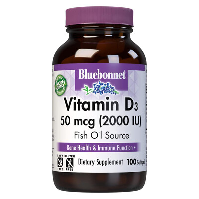 Bluebonnet Vitamin D3 50 Mcg 2000 IU 100 Softgels