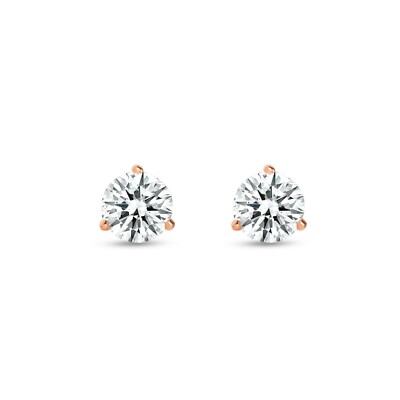 Pre-owned Shine Brite With A Diamond 1.75 Ct Round Cut Earrings Studs Solid Real 14k Rose Gold Screw Back Martini In White/colorless