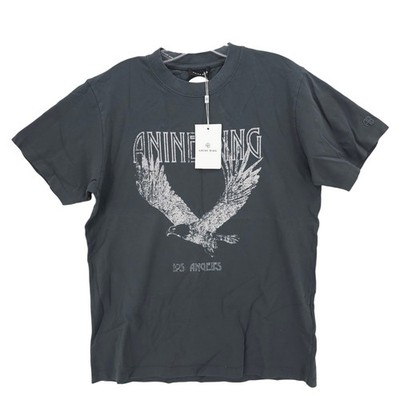NWT ANINE BING Eagle Graphic Tee T-Shirt 100% Cotton Washed Black Gray SMALL
