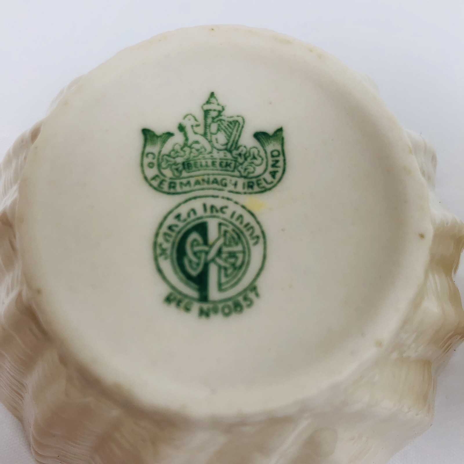 Irish Belleek Sea Shell Creamer & Open Sugar Bowl Fermanagh Ireland - Vintage