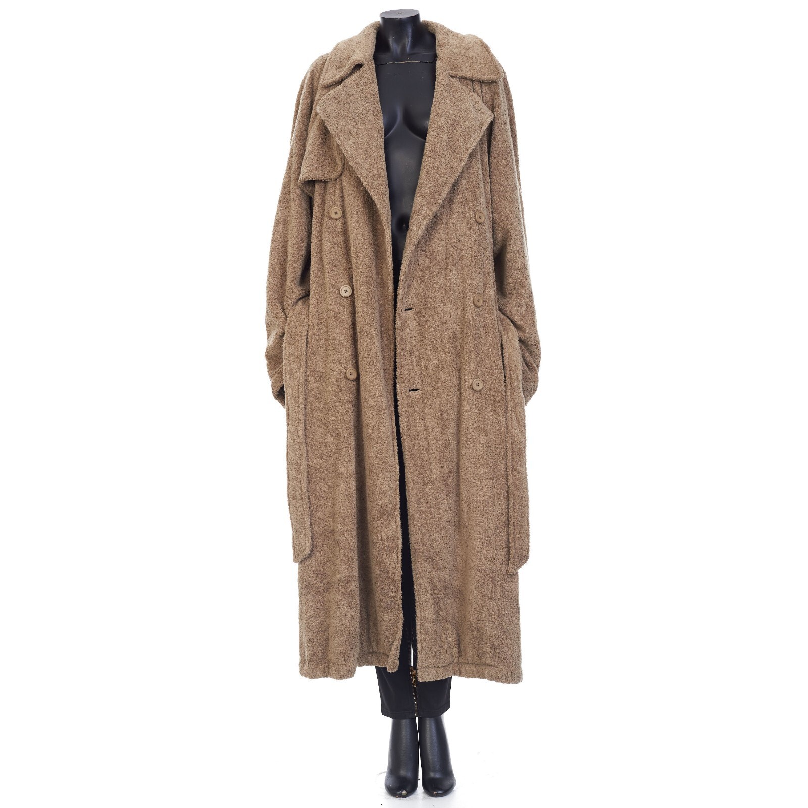 Pre-owned Balenciaga 2790$ Double-breasted Towel Trench Coat In Neutral Beige