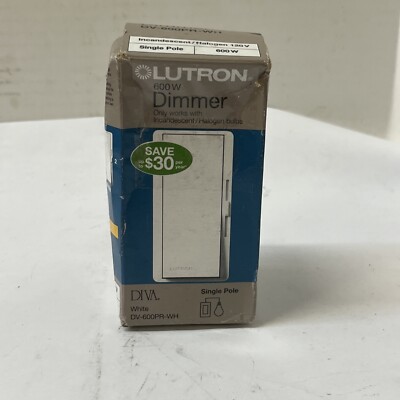 Lutron Diva Preset Light Dimmer Single Pole White 600W DV-600PR-WH