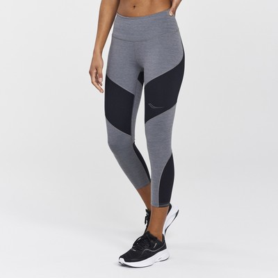 

Женские укороченные тайтсы Saucony Time Trial темно-серого цвета вереск, Dark grey heather