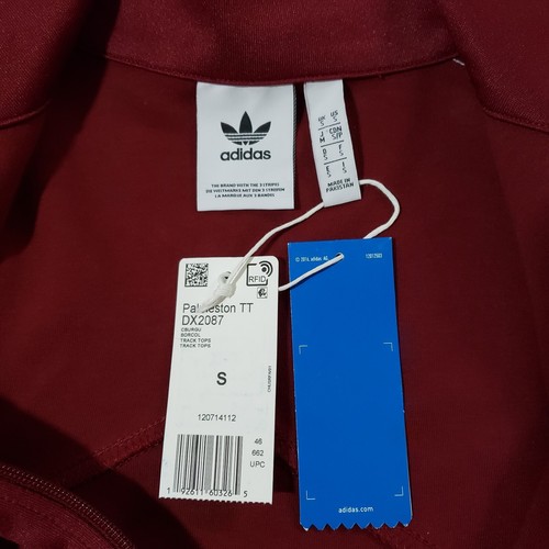 NWT Adidas Palmeston TT Mens Small Track Top Zip Up Jacket Burgundy White Black