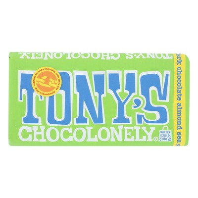 Tony's Chocolonely - Chocolate Dark Almond Sea Salt 51% - Case Of 15 - 6.35 Oz