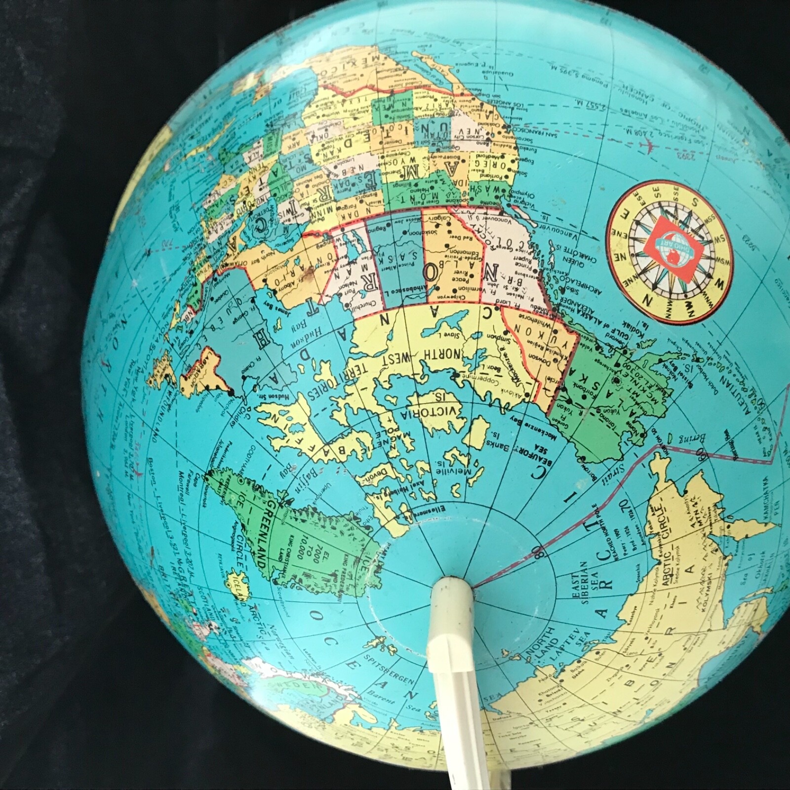 Vintage Ohio Art Metal Globe 1960s