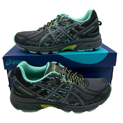 Asics Gel-Venture 6 Running Shoes Women's Size 7 D Black/Carbon/Neon Lime