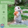 WONDHOME Solar Rabbit Garden Statues Outdoor Bunny Decor Resin Bunny Figurine Holding Mushroom with LED Lights for Porch Patio Lawn Yard Christmas Birthday Housewarming Gardening Gifts for Mom Grandma