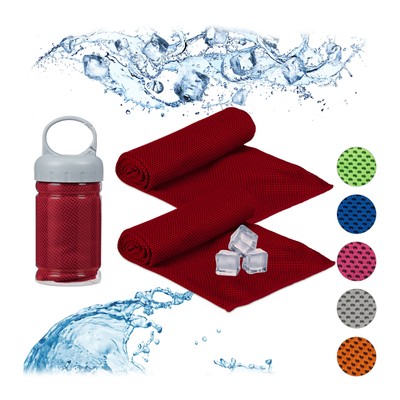 2x verkoelende handdoek - sporthanddoek - ijshanddoek - cooling towel rood