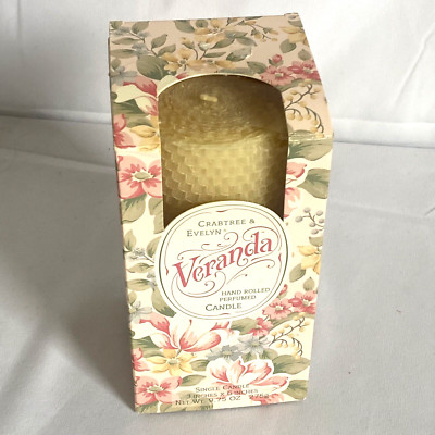 CRABTREE & EVELYN VERANDA HAND ROLLED PILLAR CANDLE VINTAGE 90s NEW in BOX 1992