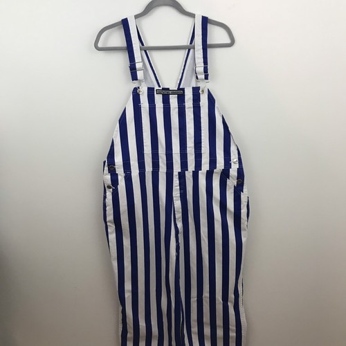 Game Bibs Overalls  Large Striped Blue White Adjustable Straps Football College