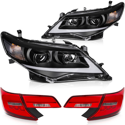4Pcs Headlights+Taillights For LE SE XLE Toyota Camry 2012-2014 [LED DRL Type]