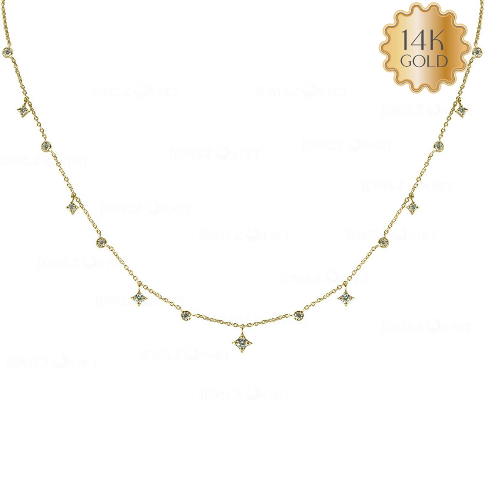 Star Diamond Beaded Gold Choker Necklace-Valentine’s Day Jewelry