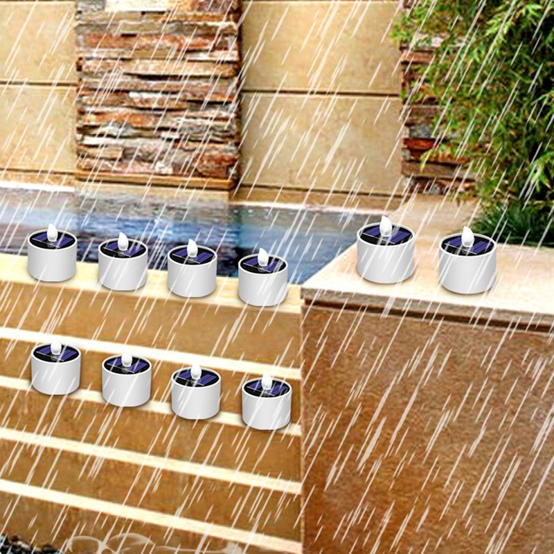 1pcs Solar Tea Light Candle Flameless LED Tea Light Realistic Flickering Warm