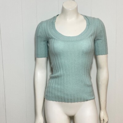 3.1 Phillip Lim Sweater Women's XS Cashmere Sea Foam Scoop Neck Short Sleeve