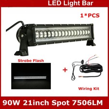 21inch 90W Spot LED Light Bar Driving Strobe Flash Truck 4WD For Jeep
