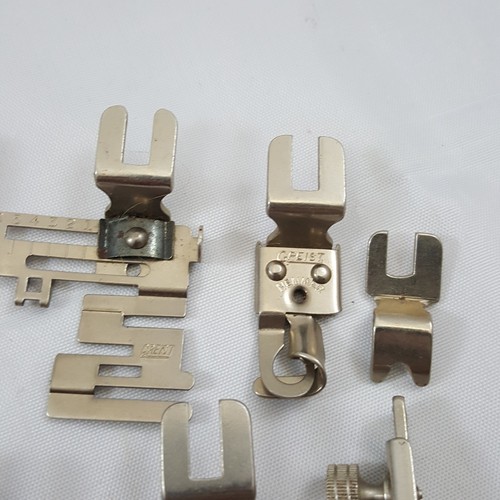 Vintage Sewing lot foot screwdriver hemmer Greist binder ruffler attachments