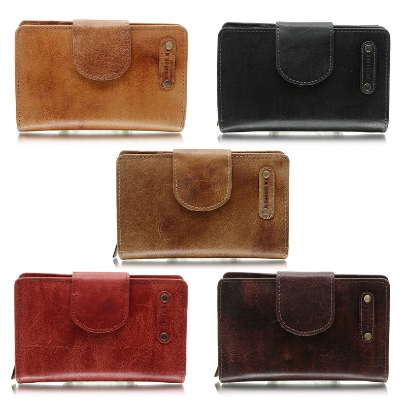 Rfid Damen Leder GeldbÃ¶Rse Damen Portemonnaie Mit Riegel Handpoliert Jejo-Bags