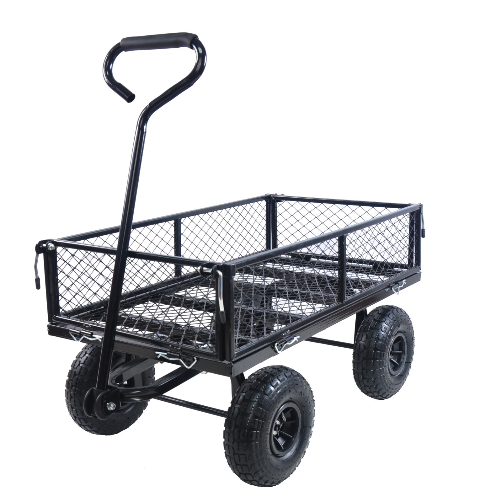 Heavy Duty 550Lbs Capacity Mesh Steel Garden Cart Utility Wagon Removable Sides