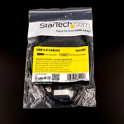 Star Tech USB Cable Micro USB Cable A to Up Angle Micro B 2 M 6 Feet USBAUB2MU 