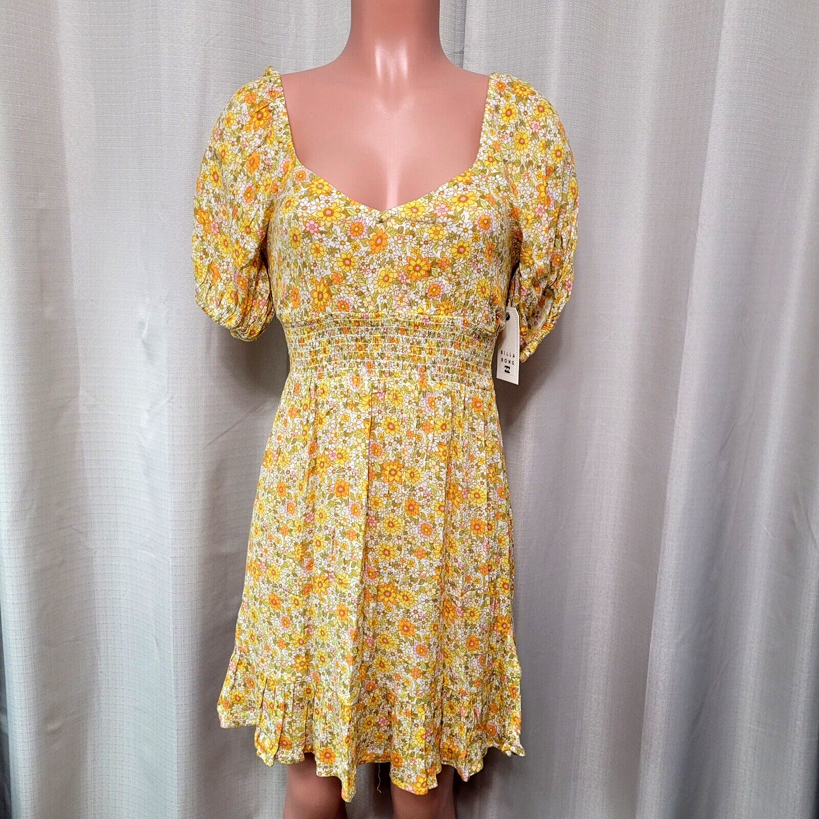 Billabong yellow floral dress sales