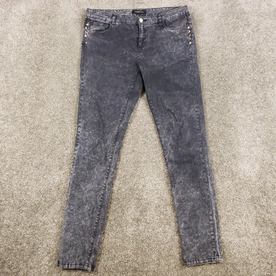 Mango Basics Jeans 8 Womens Charcoal Mid Rise Skinny Stretch Denim Pants 
