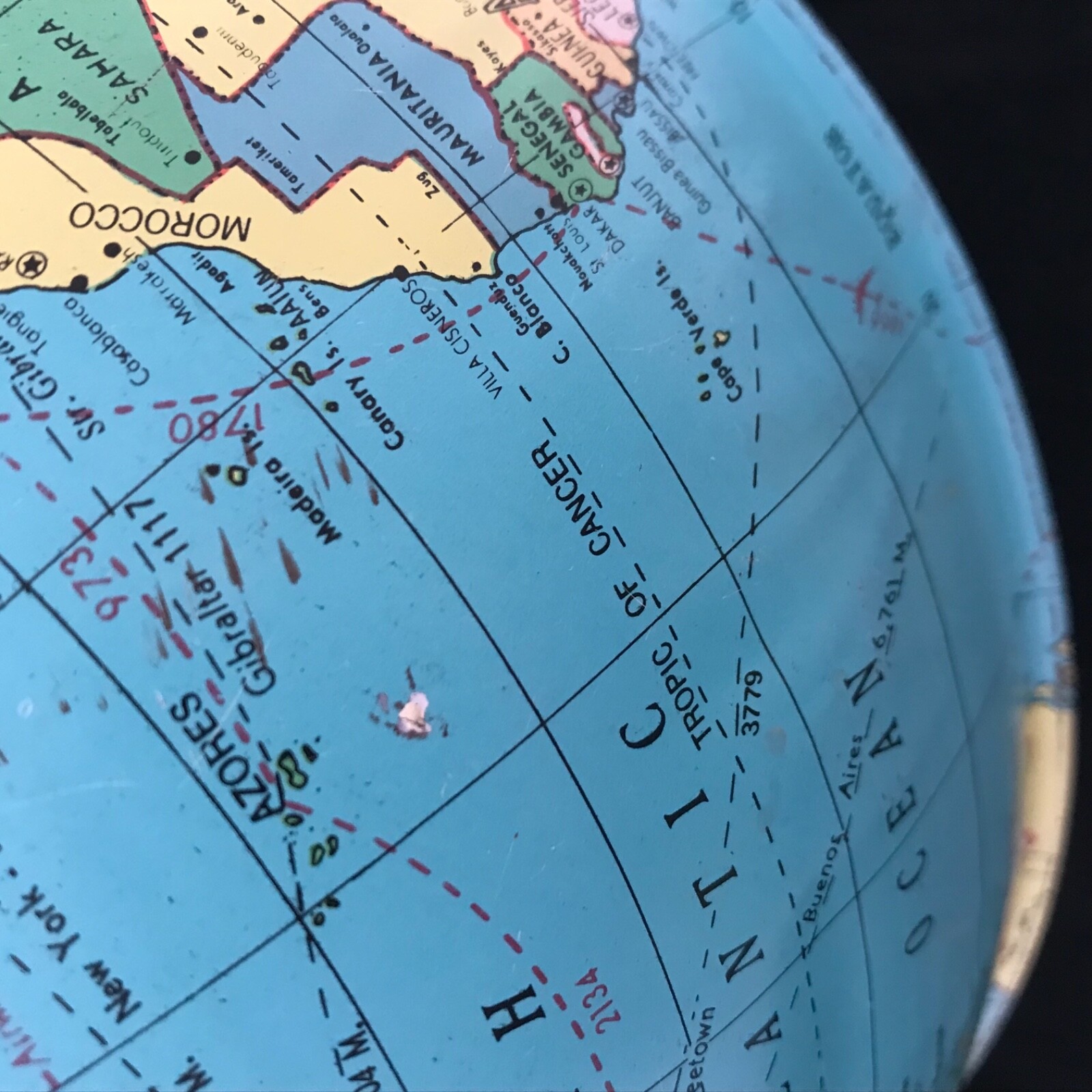 Vintage Ohio Art Metal Globe 1960s