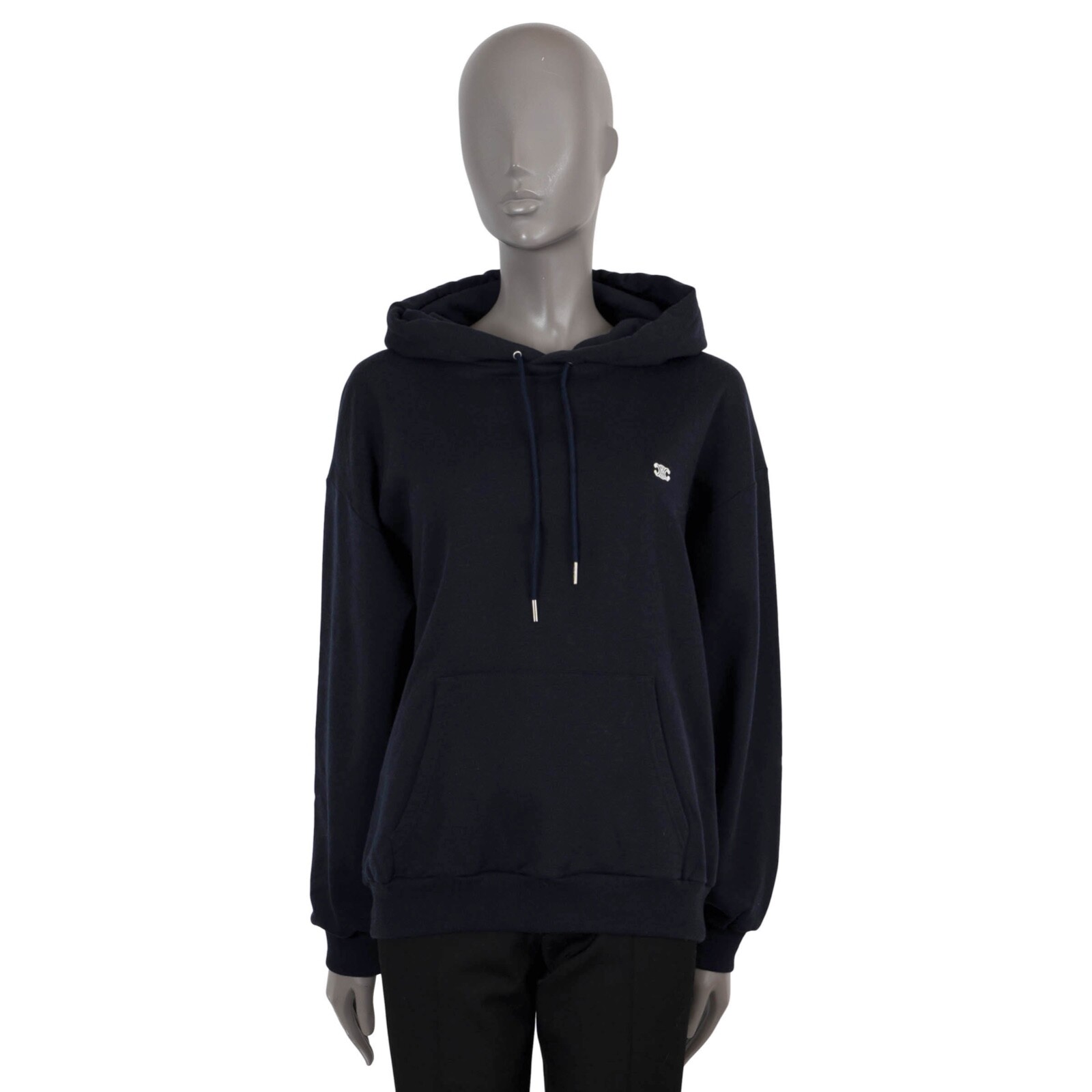 70154 auth CELINE navy blue cotton & cashmere TRIOMPHE