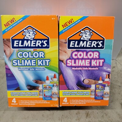 2 Pk Slime Elmer's Color 4 Piece Kit-Everything You Need to Make Slime Kit NEW