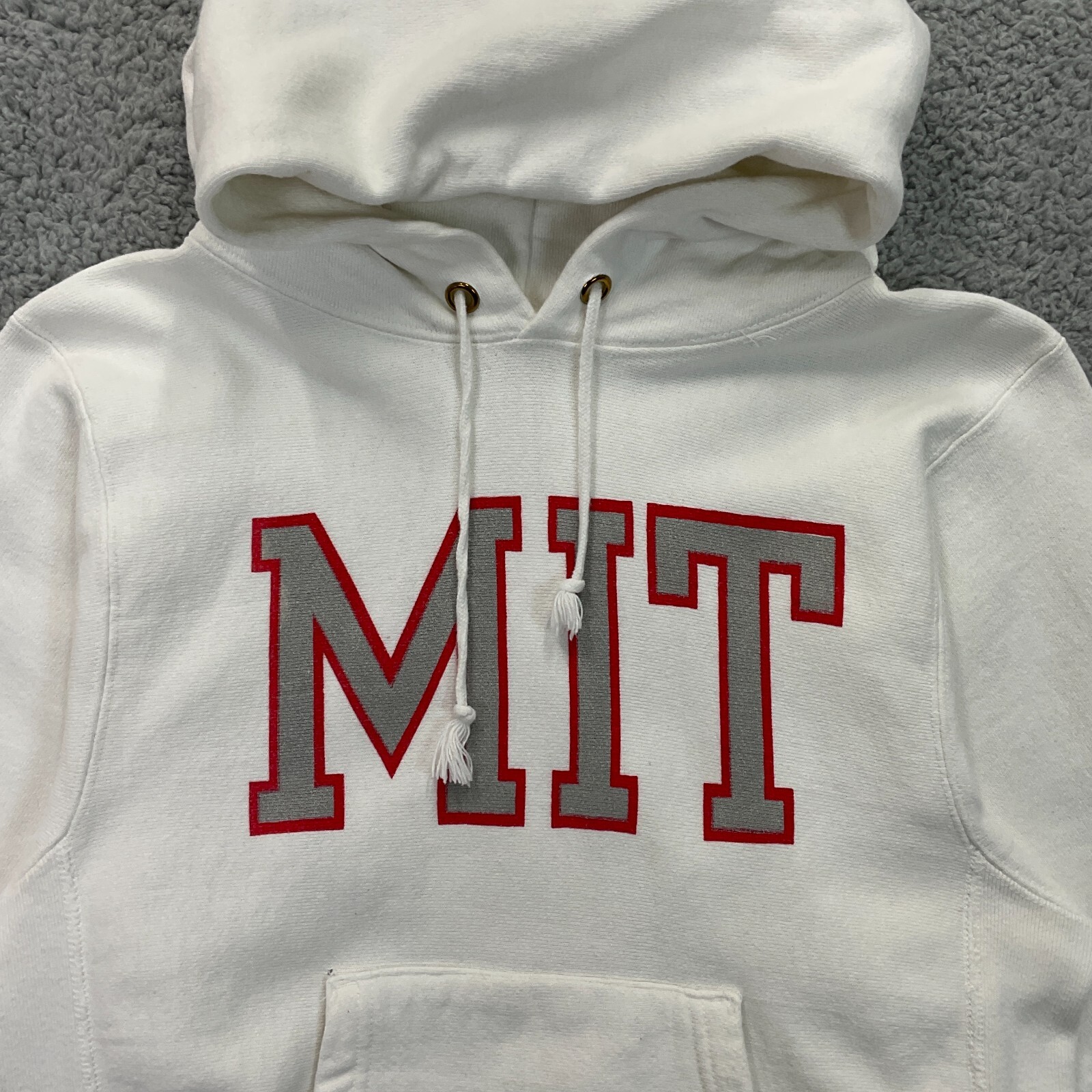 Vintage Champion Reverse Weave MIT Hoodie Adult Small White