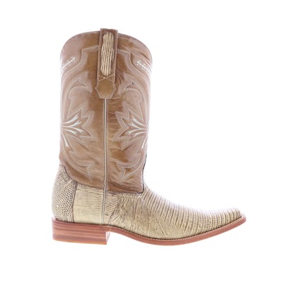 Los Altos Versace Square Toe Teju Lizard Mens Brown Wide Cowboy Western Boots