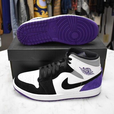 NWT Air Jordan 1 Mid SE Court Purple White Blk Sneakers Men's 9.5 2020 AUTHENTIC