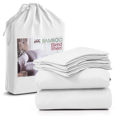 4-Piece Premium Bamboo Bed Sheet Set Deep Pocket Breathable Soft Bamboo Sheets