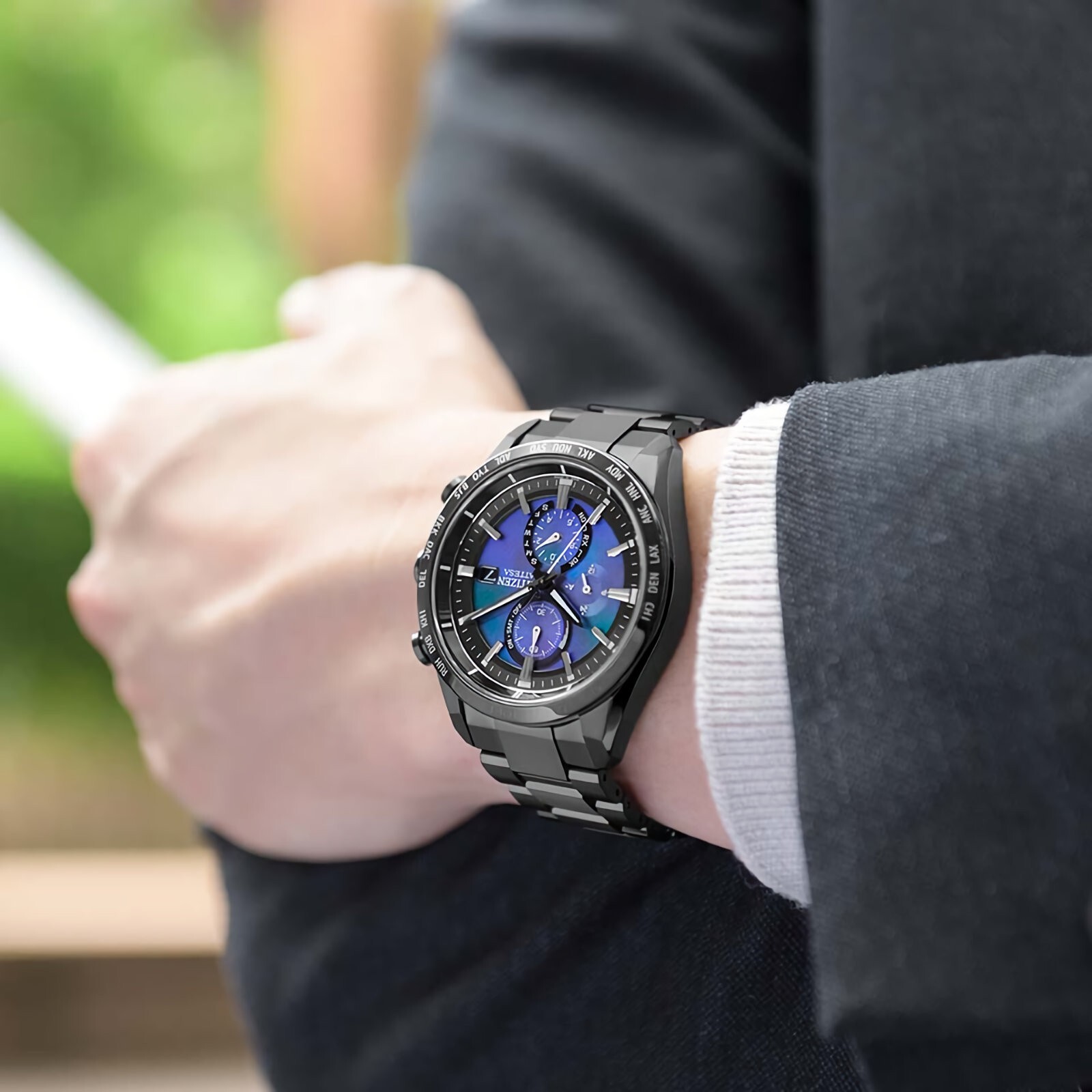 Pre-owned Citizen Attesa At8285-68z Hakuto-r Purple Dial Titanium Watch Limited 2700 Pcs