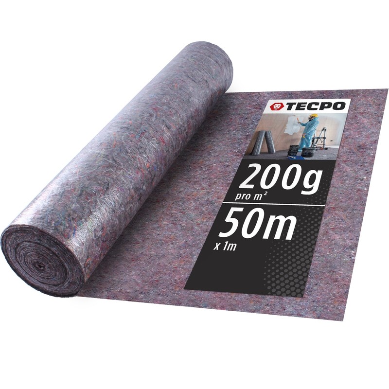 Tecpo Abdeckvlies Malervlies 50m Schutzvlies 200g/MÂ² Anti-Rutsch Vlies-Rolle