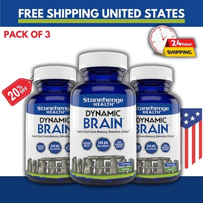 Stonehenge Health Dynamic Brain Supplement For Enhanced Memory and Focus 3 Packs