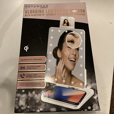 Vanity Mirror with Bluetooth Speakers Vlogging Wireless Charging LED