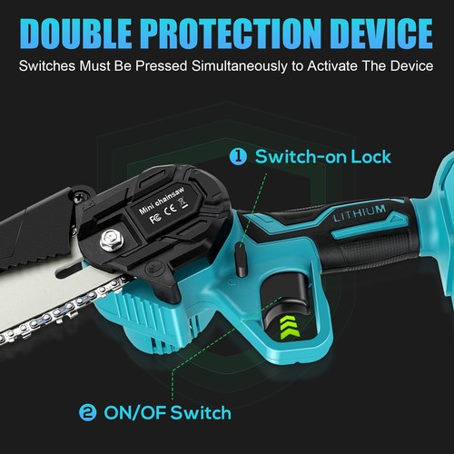 4+6" Electric Mini Chainsaw Cordless Handheld Saw 2 Battery + 4 Chain for Makita