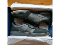 polo ralph lauren trainer in black with gold logo