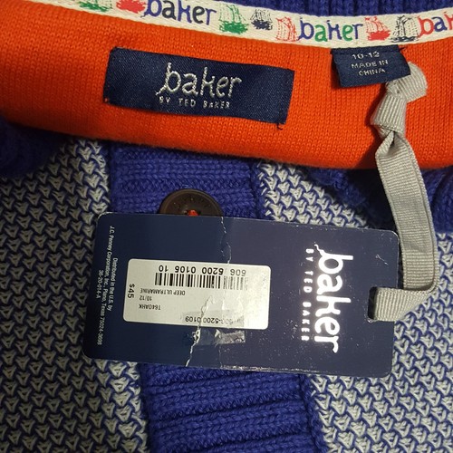 BAKER BY TED BAKER Blue Cardigan Size 10 12 Boys Humboldt Sweater