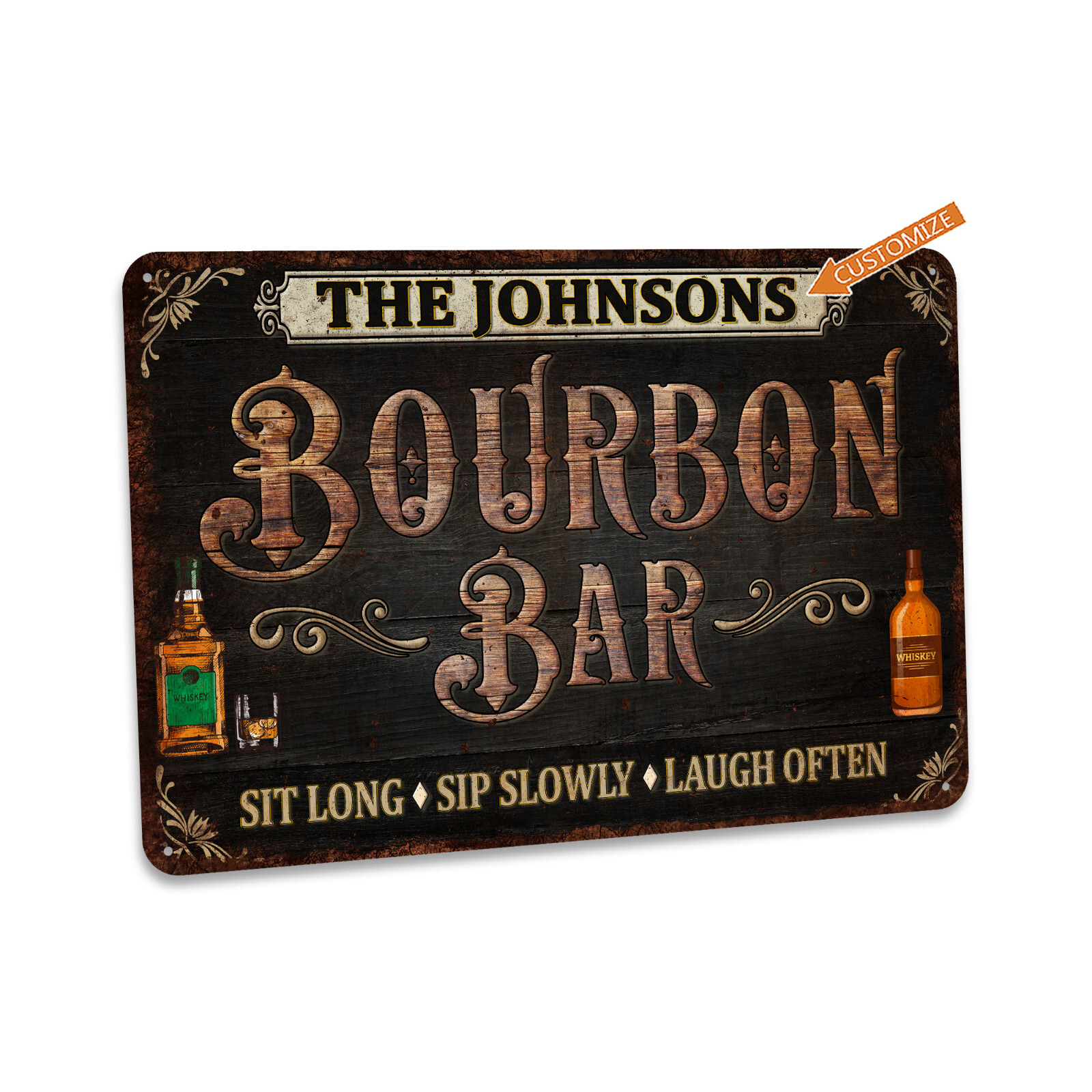 Custom Bourbon Bar Sign Home Bar Decor Metal Sign Tavern Speakeasy 108122002185