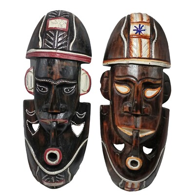 Africa Face Wood Masks Asterisk Man Decor Africa Hand Carved Wall Art Hanging