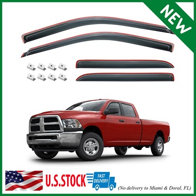 In-Channel Rain Guards Compatible with 2009-2018 Ram 1500 Crew Cab