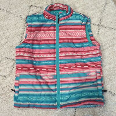 Cowgirl Legend | Girls' Turquoise and Pink Serape Striped Vest - Size XL