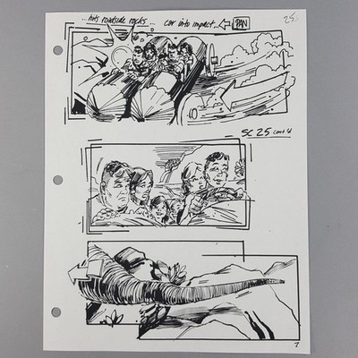 The Flintstones Storyboard Fred Drives Car Hits Roadside Rocks Impact SC25 COA