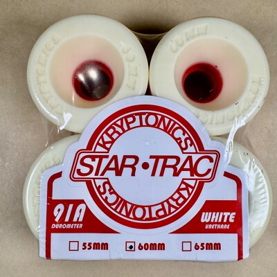 Kryptonics STAR TRAC 60 MM 91A WHITE Skateboard Wheels - New / Reissues 