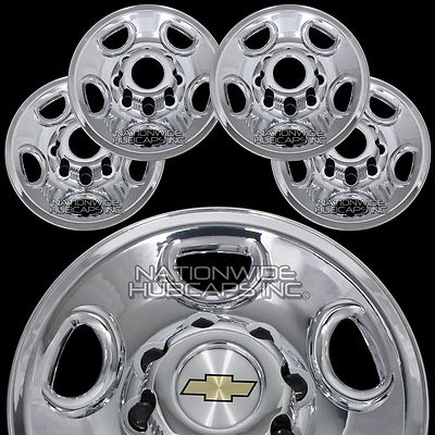 4 CHROME Express Van 16'' 8 Lug Wheel Skins Hub Caps Rim Simulators Center Covers