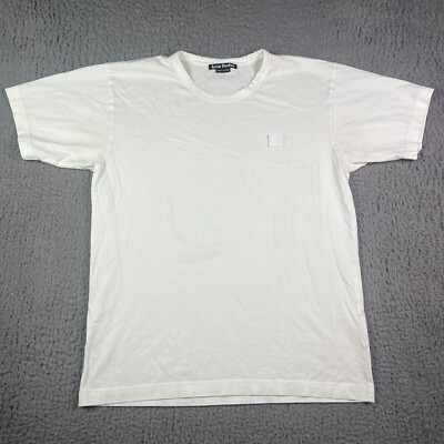 Acne Studios T Shirt Mens Small White Exford Face Patch Logo Short Sleeve