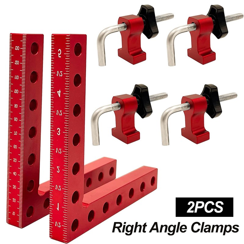 2Pcs 90 Degree Right Angle Welding Clamps Corner Clamps Ideal For Woodworking With Tape Measure Silver 78461965